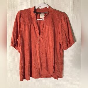 Knox Rose Terracotta Blouse with Embroidered Trim